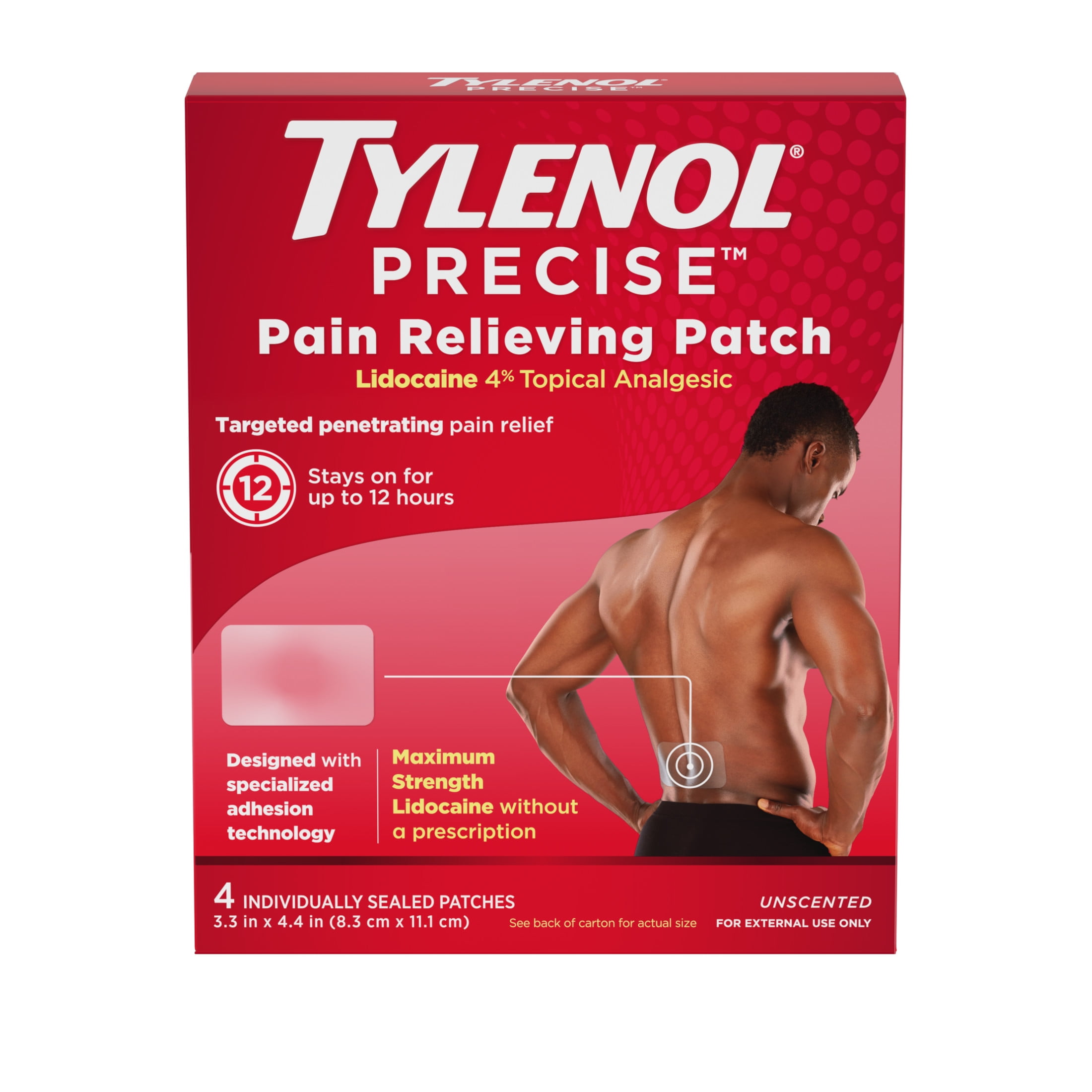(3 pack) Tylenol Precise Large Pain Reliever Patches, Lidocaine 4%, 4 Count