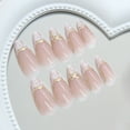thumbnail image 6 of Almond Press on Nails Short Fake Nails White French Glue on Nail Glod Full Cover Acrylic Nails Smudge Reusable False Simple Stick on Nail for Women 24 Pcs, 6 of 7