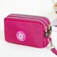 thumbnail image 1 of Triple Zipper Clutch Coin Purse, Nylon Lightweight Wristlet Wallet, Casual Portable Cell Phone Bag, 1 of 5