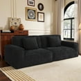thumbnail image 2 of Gewnee 106.3 Inch Large Striped Fabric Compression Sectional Sofa, Modern Comfortable Home Style for Living Room, Bedroom, 2 of 12