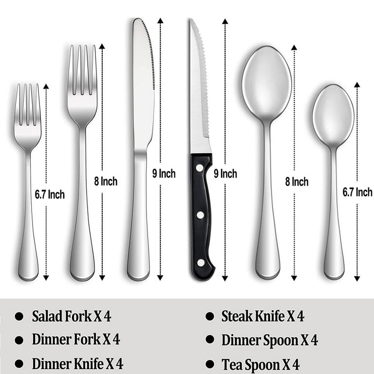 Fanciher 24 Piece - Flatware Set with stand, Marbling Stainless Steel  Sliverware Cutlery Set, Service for 6, Included Knife/Fork/Spoon (Black)