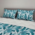 thumbnail image 2 of Vintage Green Comforter & Sham Bedding Set, Tropical Palm Tree Leaves with Negative Effect Background, 3 pcs Duvet Set Microfiber Filling Quilt, 5 Sizes, Petrol Blue Aqua, by Ambesonne, 2 of 4