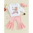 thumbnail image 3 of Suealasg Kids Girls Christmas Outfits Long Sleeve Letter Print Sweatshirt+ Velvet Pants + Headband Set 6M 9M 12M 18M 24M 3T Toddler Baby Girls 3PCS Fall Christmas-themed Clothing, 3 of 8