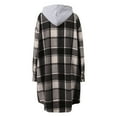 thumbnail image 5 of SwiftWear Women's Plaid Flannel Shirt Jacket Hooded Long Line Coat Casual Oversized Button Down Shacket​​, Gray, 5 of 8
