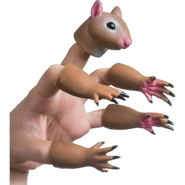 Handi-títere de mano de ardilla para dedo, juguetes novedosos, accesorios para muñecos, marioneta de dedo de Animal, regalo