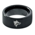 thumbnail image 2 of Tungsten Wolf Wolfpack Pack Canine Dog Band Ring 9mm Men Women Comfort Fit Black Flat Cut Brushed Polished, 2 of 4