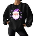 thumbnail image 6 of Women's Waffle Pullover Sweatshirt Santa Claus Graphic Tops Merry Christmas Shirts Xmas Novelty Tees Happy Festival Outfits Christmas Hat Clothing Comfy Pullovers, 6 of 7