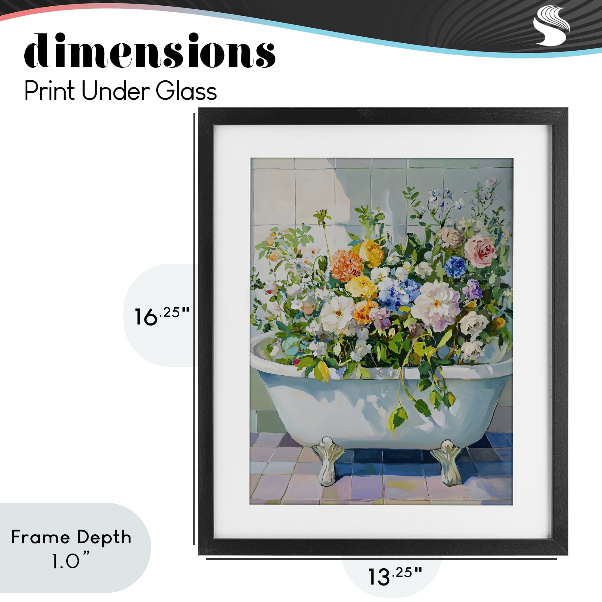 Stupell Industries Vintage Bathtub Bouquet Overgrowth Black Framed Print Under Glass, design by The Prints Vibe