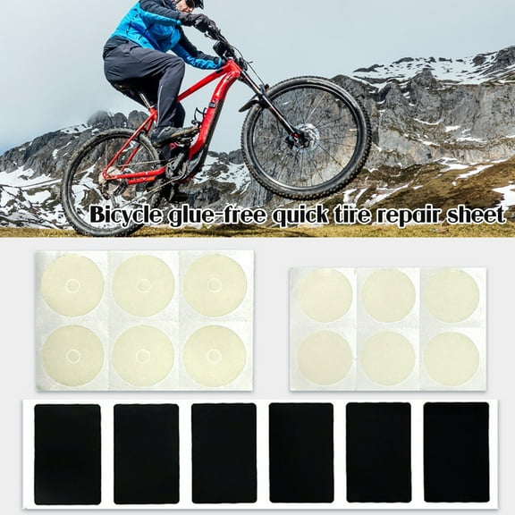 Lifetechs 6Pcs/Sheet Bicycle Tire Repair Patch Glue-Free Universal MTB Mountain Road Bike Inner Tube Puncture Repair Adhesive Patch Bike Accessories