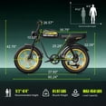 thumbnail image 6 of HOVSCO Electric Bike for Adults, 750W Motor, 60 Miles Range, 20'' Fat Tire E-Mountain Bike, 7-Speed E-Bike with Full Suspension UL2849, 6 of 8