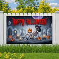 thumbnail image 4 of Orange Theme Halloween Banner Witch Hat Skull Decoration Fabric Material for Halloween Party Outdoor Decoration Indoor Decoration, 4 of 9