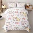thumbnail image 2 of Homewish Cartoon Cats Bed Spread Queen,Kawaii Bow Stars Queen Coverlet Set,Yellow White,3-Piece, 2 of 7