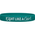 thumbnail image 3 of Fight Like a Girl Wristband Bracelets Ovarian Cervical Cancer PCOS Interstitial Cystitis Teal (10 Pack), 3 of 4