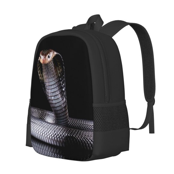 Sikiie Black Cobra Snake Print Simple Backpack, Large Capacity Adjustable Shoulder Strap Campus Backpack Travel Sports Bag, Unisex