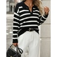 thumbnail image 5 of Striped Sweaters for Women V Neck Long Sleeve Knit Fall Winter Pullover Sweaters Tops Alsol Lamesa, 5 of 6