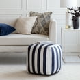 thumbnail image 7 of Cape May Blue 18" x 18" x 18" Navy & Ivory Pouf, 7 of 7