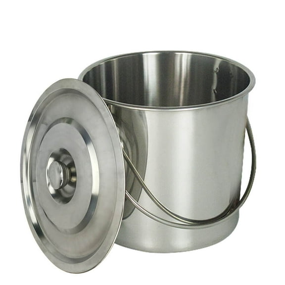 Extra Thick 12/20L Stainless Steel Barrel Bucket Kitchen Food Water Storage Bucket Milk Bucket W/ Lid New
