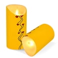 thumbnail image 3 of Iauyy Flameless Candles Battery Operated LED Pillar Candles with Remote and Timer, Yellow Line Drawing Set of 2 （S), 3 of 8