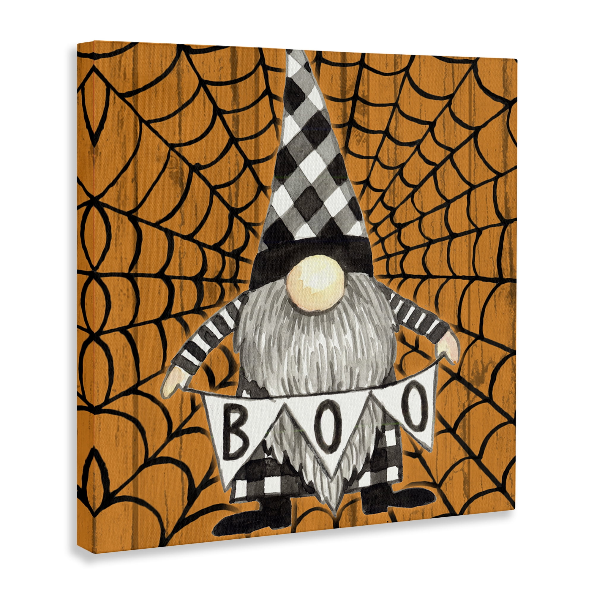 Stupell Industries Rustic Halloween Gnome Holiday Painting Wrapped Canvas Art Print Wall Art, 30 x 30