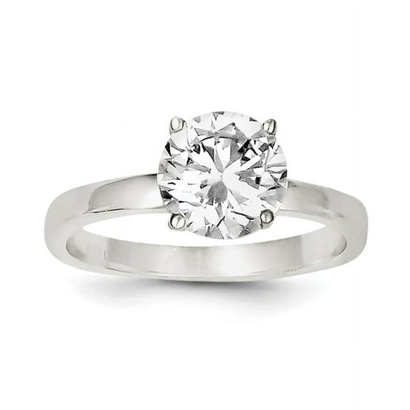 925 Sterling Silver Solid Back Polished CZ Cubic Zirconia Simulated Diamond Ring Size 7 -  Jewelry Gift for Mom