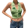 thumbnail image 2 of Womens Ribbed Tank Tops Cropped Halter Top Vest Sexy Y2K Aesthetic Graphic Print Sleeveless Shirt Summer Clothing, 2 of 6
