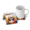 thumbnail image 3 of Welcome Spring Summer Shih Tzu Portrait Flower Blue Sky Set of 4 Stone Coasters Lion Dog Lover Gifts 4x4in Absorbent Soapstone Coaster - 12001, 3 of 5
