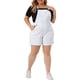 thumbnail image 1 of Overoles cortos de mezclilla para mujer de tallas grandes Agnes Orinda, con dobladillo enrollado y bolsillos, 2X, blancos, 1 of 6