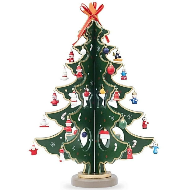 BestPysanky Wooden Tabletop Christmas Tree with 32 German Style