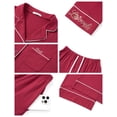 thumbnail image 6 of UVN Fall Pajama Set for Women Embroidered Floral Button Up Tops with Drawstring Pocket Pants Ladies Casual Lounge Set, 6 of 9