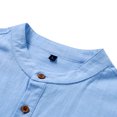 thumbnail image 3 of AZoiNM Men's 3/4 Sleeve Henley Shirt Smart Casual Slim Fit Button Collar Moisture-Wicking Urban Fashion Top for Spring and Fall, 3 of 9