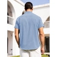thumbnail image 7 of Youclos Men's Short Sleeve Casual Button Down Shirts Linen Shirts with Contrast Button and Pocket - Lightweight Soft Skin-Friendly Beach Shirt, 7 of 7