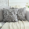 thumbnail image 2 of Unique Bargains Sequins Leaf 3D Throw Pillow Cover Pack of 4 Solid Color Cushion Covers Grey 18" x 18", 2 of 6