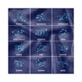 thumbnail image 1 of Zodiac Decorative Napkins Set of 4, Horoscope Infographic and Names in Squares Astrology Print, Silky Satin Fabric for Brunch Dinner Party, 18", Sea Blue Indigo, by Ambesonne, 1 of 2