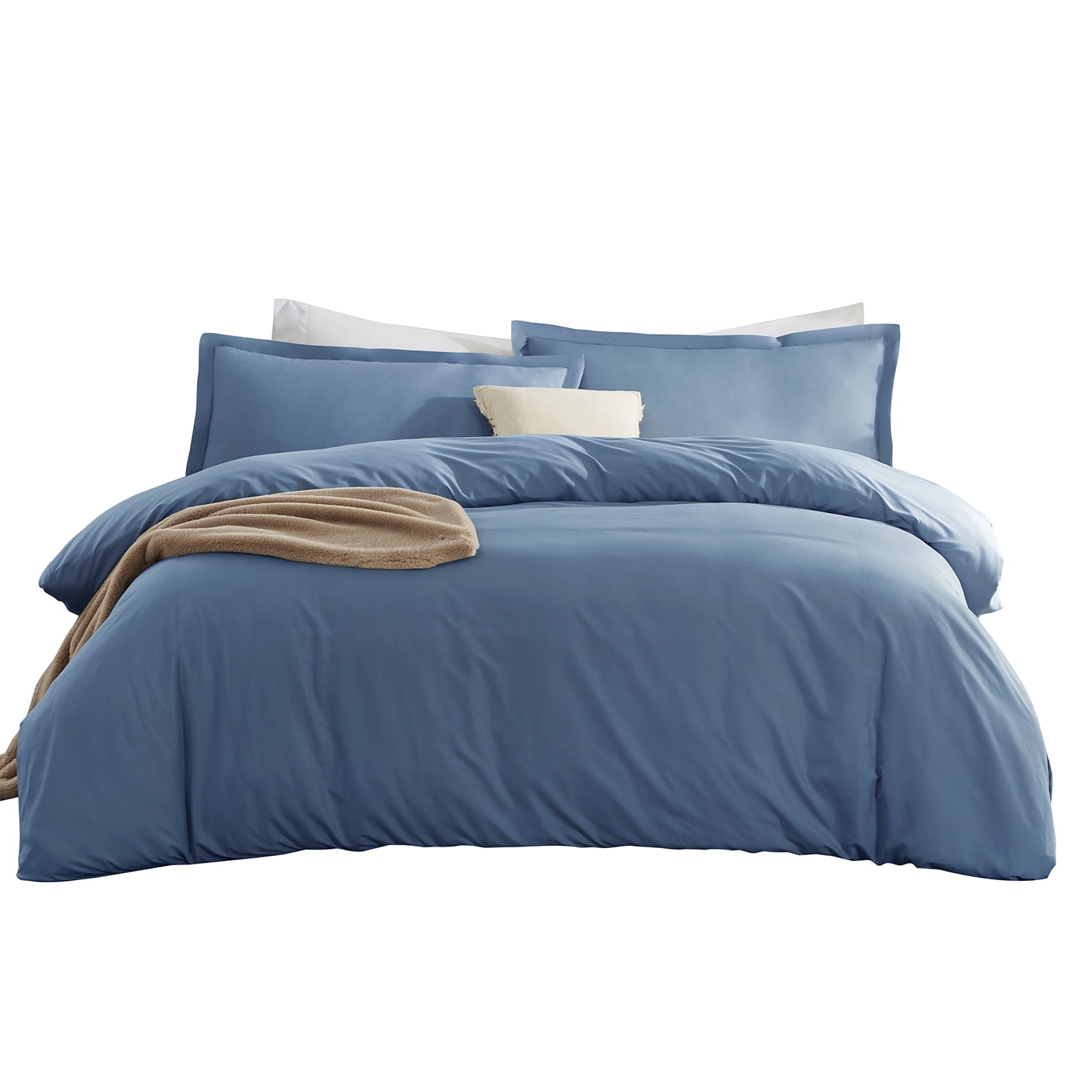 Virtu 3pc Duvet Cover Set, Luxury Microfiber Duvet Cover Cal King with Pillow Shams, Blue Heaven
