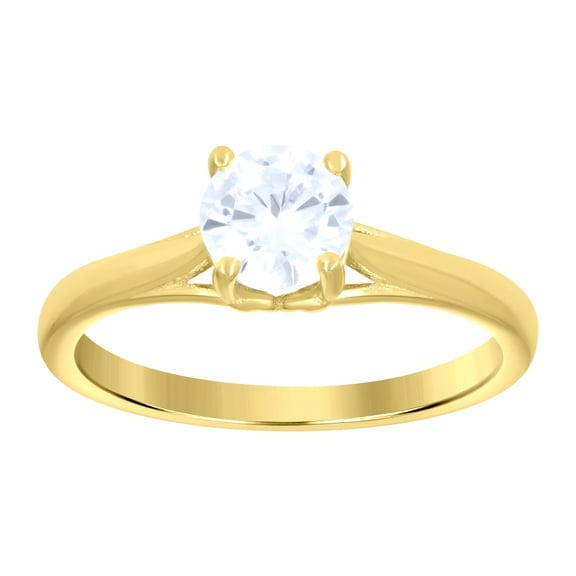 14k 14kt Yellow Gold Womens Cubic-Zirconia Engagement Ring