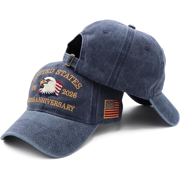250 Anniversary USA Hats 250 Year American Anniversary Hat Embroidery Eagle Patriotic Adjustable Baseball Cap for Men Women Gift