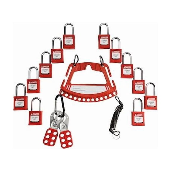 Brady Lockout Kit,13 Lockouts,Red 153677