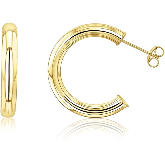 Kobelli 14k Gold 4x25 MM Open Hoop Earrings