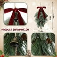 thumbnail image 5 of HaCpiu 2Pcs 24In Christmas Teardrop Swag, Rustic Door Swag Teardrop Wreath, Artificial Norfolk Pine Needle Hanging Garland, Greenery with Bell Velvet Bow for Outdoor Mantle Fireplace, 5 of 12