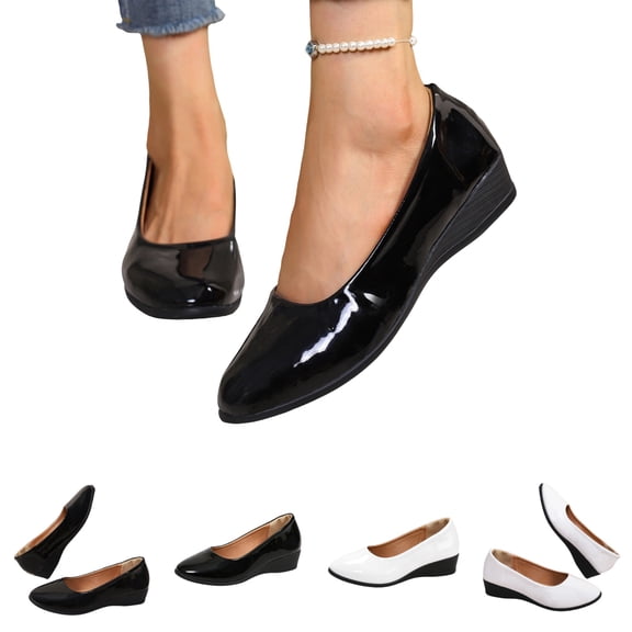 LTTVQM Dress Shoes for Women Low Heel Comfortable Slip On Closed Toe Wedge Heels Fashion Non Slip Business Work Office Short Heels