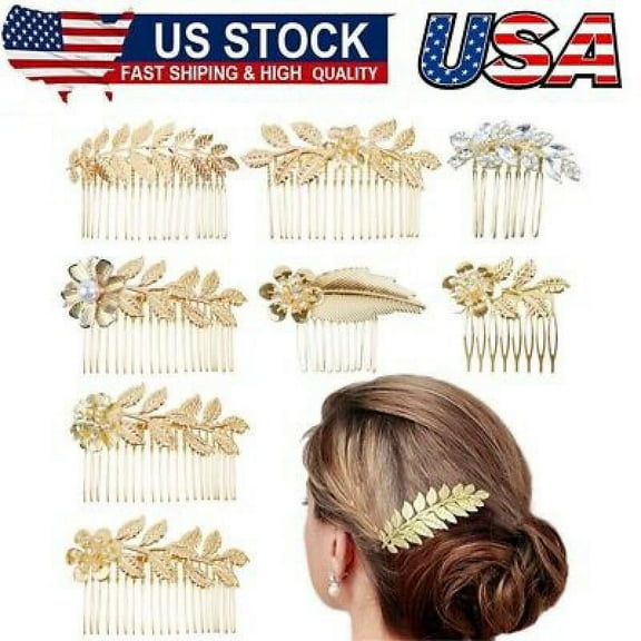 8Pcs Leaf Hair Side Combs for Women Girl, Bridal Metal Decorative Hair Comb Clip
