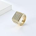 thumbnail image 3 of PAURO Men's Stainless Steel Hip Hop Round Cubic Zirconia Micro Pave Wedding Band Ring Gold Size 10, 3 of 5