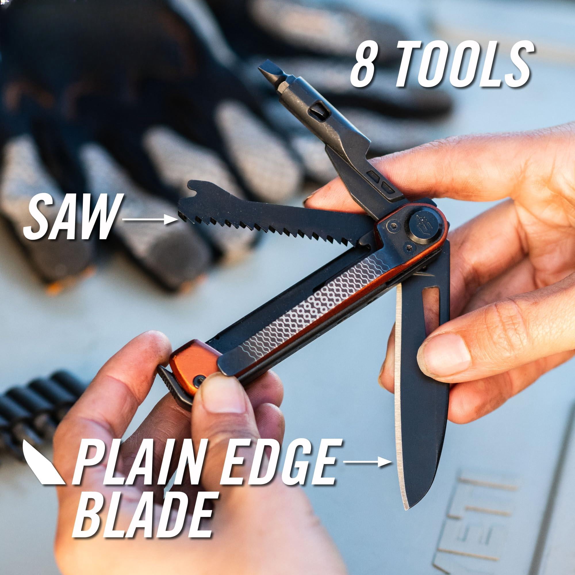 Gear Armbar Trade 8-in-1 Pocket Edc Multitool With  Bar And Hammer For Camping Burnt Orange