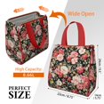 thumbnail image 3 of Pioneer Flower Floral Print Pattern Insulated Lunch Bag for Women & Adults,Large Portable Soft Cooler Lunch Bag,Thermal Food Storage Tote with Pearl Cotton,8.66L,8.75x5.75x9.5 Inch, 3 of 6