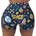 thumbnail image 2 of Haiem Colorful Space No Front Seam Biker Shorts for Women Yoga Workout Gym Bike Shorts with Tummy Control Moisture-Wicking-Small, 2 of 9