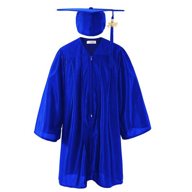 Odeerbi 3-12 Años Niños Niñas Vestido de Graduación Y Gorra de Color Sólido Brillante Vestido de Manga Larga de 2 Piezas Para La Ceremonia de Graduación