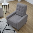 thumbnail image 3 of Merrick Lane Darcy Recliner Chair Gray Mid-Century Modern Fabric Tufted Upholstery Ergonomic Push Back Living Room Recliner, 3 of 16