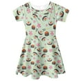 thumbnail image 3 of Renewold Fashion A Line Dresses for Kid Girls 5-6 Years Old Cherry Blossom Sushi Short Sleeve Pleated Midi Dress Casual Outdoor Tour Swing Twirl Clothes, 3 of 5