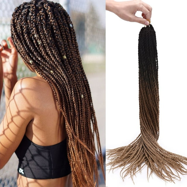 Ombre Senegalese Twist Crochet Synthetic Braiding Hair Extensions for Women