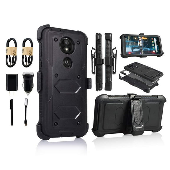 Value Pack ! for 6" Moto E5 Plus Moto E5 Supra XT1924 360° Cover Screen Protector Clip Kickstand Holster UGG Case black